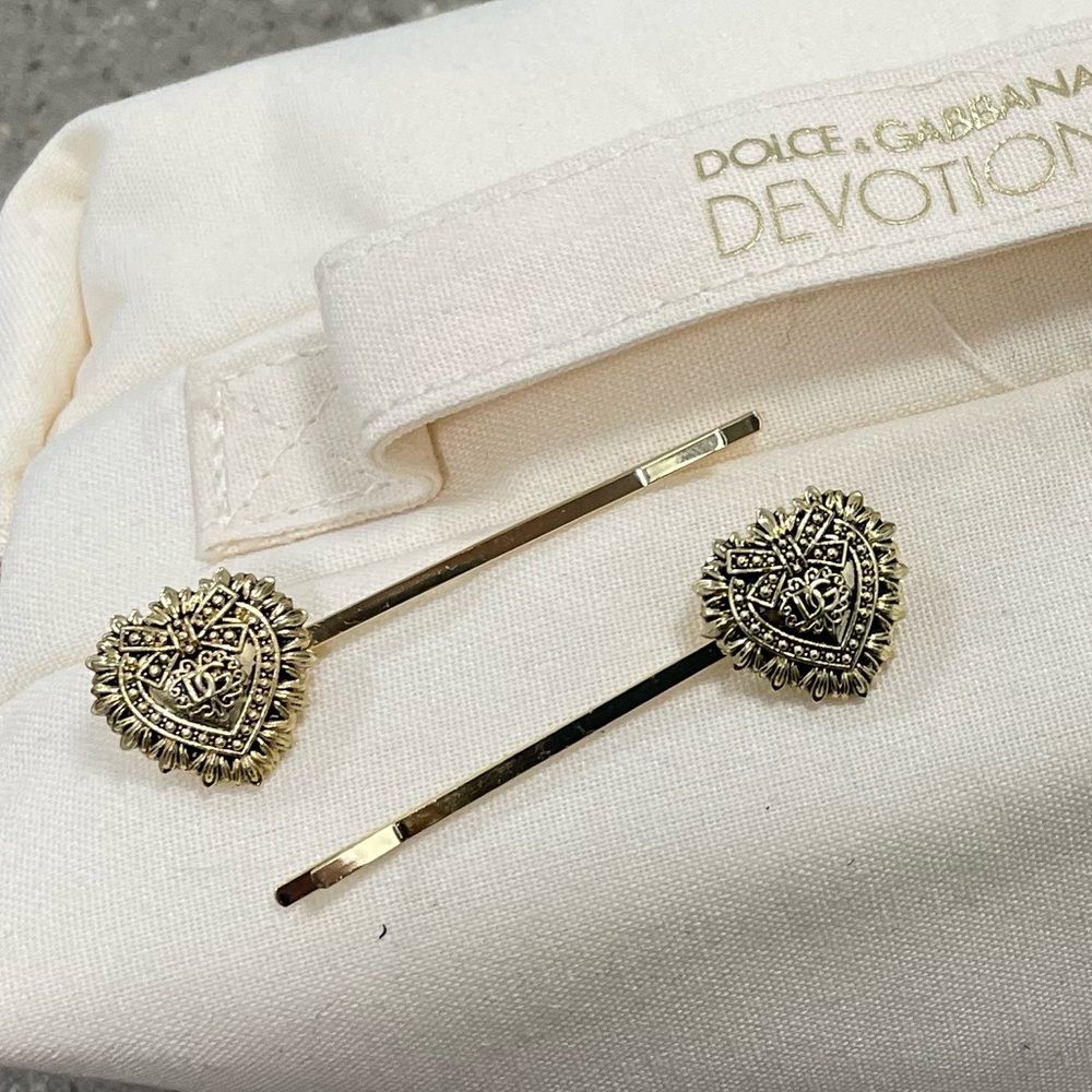 Dolce & Gabbana Beauty Devotion Heart Hairpins Set of 2 with matching travel bag